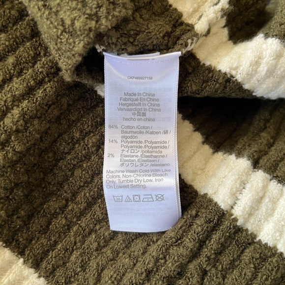 NWT Boucle Knit Crewneck Sweater Tee in Olive Stripe Size XXS Stretchy $78 NS649 - Picture 11 of 16